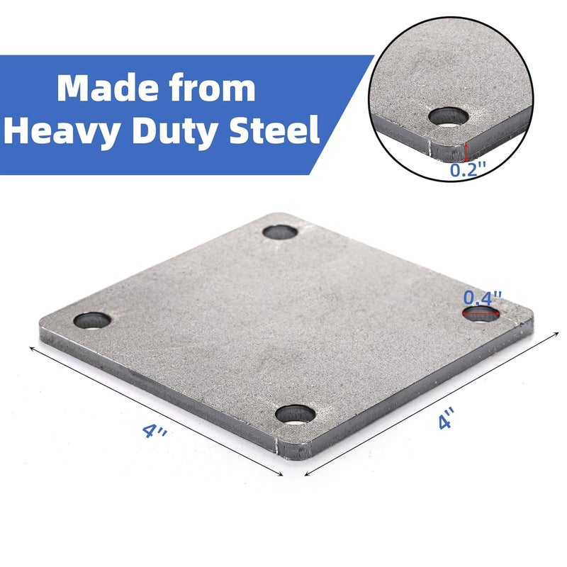 WRINGKIT 8 Pack Steel Plate with Holes, 4'' x 4'' Flat Metal Plate, Laser Cut A36 Hot Rolled Mild Steel with Smooth Edges, Weldable Paintable Square Metal Sheets for Magnets, Industrial Use - Image 2